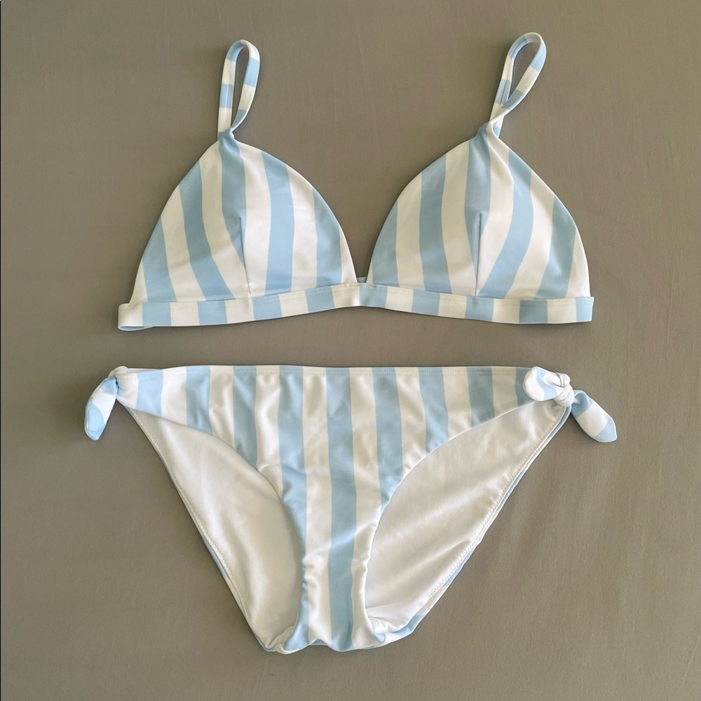 NWT Hollister Striped Bikini, Light Blue/White